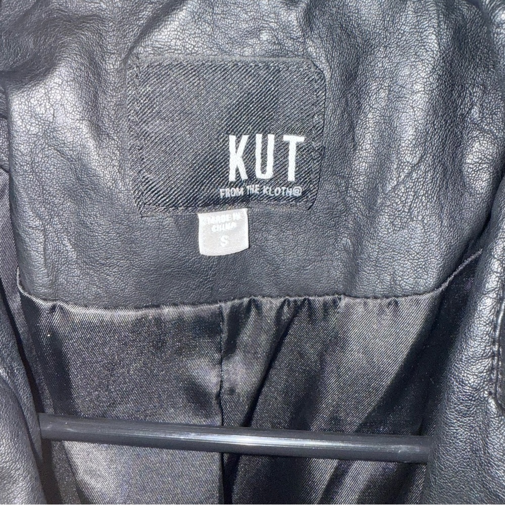 Kut From The Kloth Black Faux Leather Moto Jacket Women’s Small Silver Hardware - Picture 3 of 10